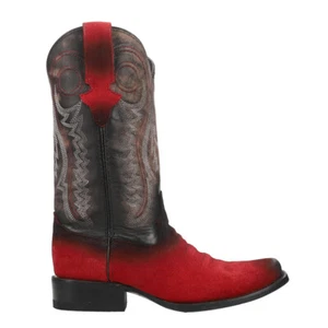 Ferrini Roughrider Embroidered Narrow Square Toe Cowboy Mens Red Casual Boots 1 - Picture 1 of 5