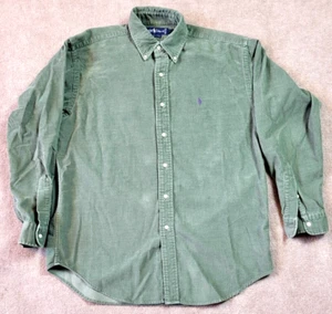 Camisa De Colección Ralph Lauren Pana Blaire Abotonada Para Hombre Mediana Verde Oliva - Imagen 1 de 6