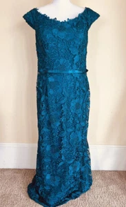 Jade by Jasmine 12 Teal Dress Lace with Stretch Lining Teal Blue Wedding Formal - Picture 1 of 12