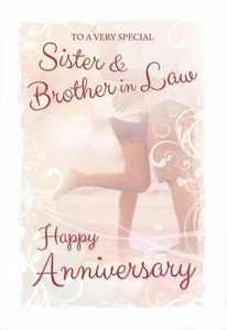 Tarjeta de feliz aniversario To a Sister & Brother In Law on Beach bellamente versada - Imagen 1 de 1