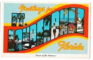 Greetings Ft FORT LAUDERDALE Large Letter Multi Picture Florida FL Postcard - Picture 1 of 2