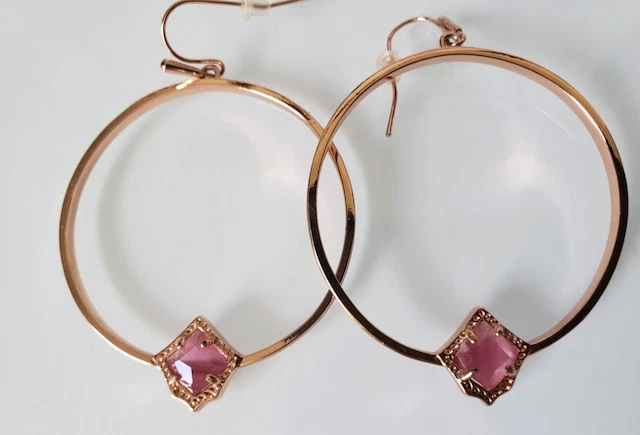 Pendientes de aro Kendra Scott piedra rosa oro rosa* Foto 1 de 4