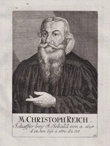 Christoph Rich Schaffer St.Sebald Sebalduskirche Nuremberg Copperplate Portrait - Picture 1 of 1
