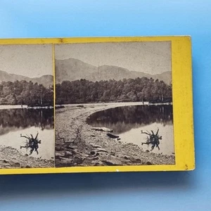 Loch Katrine Stereoview C1870 Real Photo Scotland Silver Strand By Ewing Kinross - Picture 1 of 3