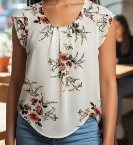 GMX Floral Cap Sleeve Top Women's Size S - Picture 1 of 8