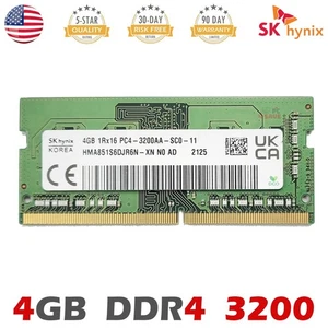 SK hynix 4GB DDR4 3200 MHz Laptop Memory 1Rx16 PC4-3200AA SODIMM HMA851S6DJR6N - Picture 1 of 2