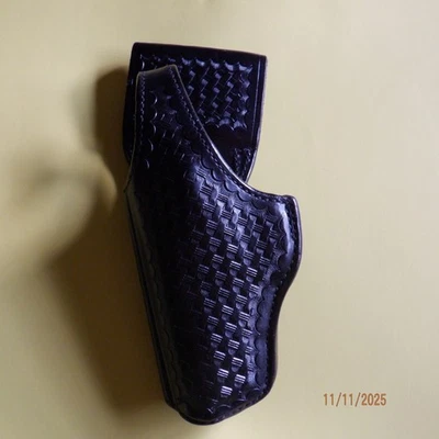 Funda Cinturón Bianchi Cuero Negro Tejido Cesta #98C S & W 5900 LH Foto 1 de 4