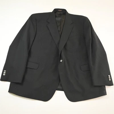 Stafford 52R Black Hopsack Silver Button Mens Blazer Suit Jacket Sport Coat - Image 1 of 4