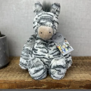 Jellycat Medium Bashful Zebra - Grey & White Zebra Pony Beanie NWOT 12" - Picture 1 of 14