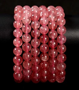 Natural Strawberry Quartz AAA Round Bracelet 6MM 7MM 8MM 9MM 7.5inch Strand(S36) - Picture 1 of 15
