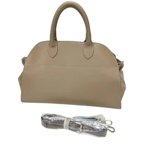 Anna Paola Leather & Suede Taupe Handbag Purse Detachable Crossbody Strap Italy - Picture 1 of 13