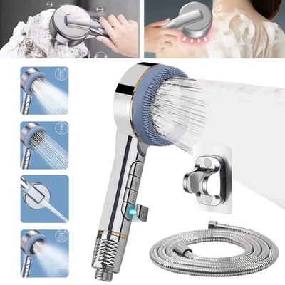Handbrause Duschkopf 4 Strahlarten Massage Duschbrause Hochdruck Shower Head Set - Bild 1 von 4