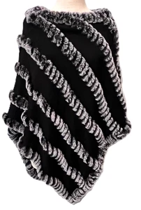 Donna Salyers Fabulous Furs Poncho Woman Black Faux Fur Luxury Lagenlook NWT - Picture 1 of 9