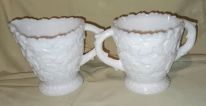 Westmoreland Milk Glass Bramble & Maple Leaf Open Sugar and Creamer - Picture 1 of 5