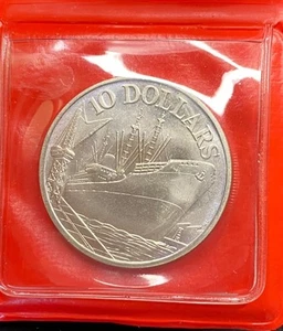 1977 Singapore $10 Dollars 0.5000 Silver ASW 0.4999 Oz OGP Free Shipping - Picture 1 of 2