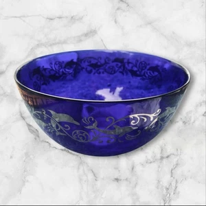 Royal Blue Engraved Glass Bowl - Picture 1 of 1