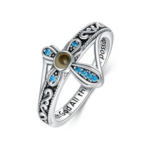 Mustard Seed Ring 925 Sterling Silver With God All Things Are Possible Cross ... - Picture 1 of 7