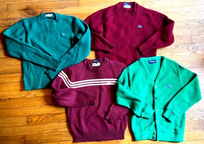 Vintage 70's-80s Izod Lacoste Sweater Boys MultiColor Virgin Wool Knit 4Set RARE - Image 1 of 4