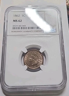 1862 Indian Head Cent Penny 1C NGC MS62 - Uncirculated - Image 1 of 2