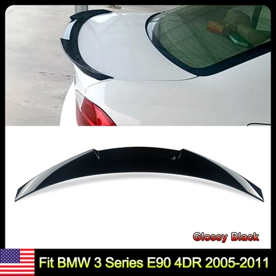 For BMW E90 325i 328i M3 2005-2011 M4 Style Gloss Black Rear Trunk Spoiler Wing Foto 1 de 4