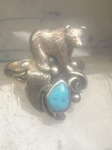 Anillo Oso Turquesa Anillo Suroeste Firmado Talla 11.5 Plata de Ley Mujer Hombre - Imagen 1 de 12