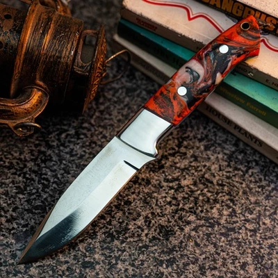 Cuchillo Damasco/Acero 9.2" Listo para Regalo Full Tang Hunt it Hunt + Funda de Cuero Foto 1 de 4