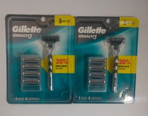 Gillette Mach3 2er Set = insgesamt 2 Rasierergriff plus 10 Kartuschen - Bild 1 von 3