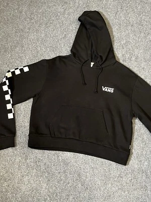Sudadera con Capucha Recortada Gráfica VANS para Mujer Talla M Mediana Algodón Negro Foto 1 de 4