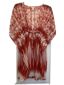 Chicos Red White Ombré Pullover Kimono Poncho Adjustable Tie Size S/M - Picture 1 of 5