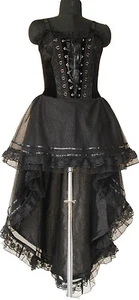 Women Long Halloween Prom Dress Gothic Victorian Black Dress - Picture 1 of 26