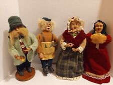 Vintage Handmade Christmas Caroling Wood Hand Painted Carolers Dolls Bell Ringer
