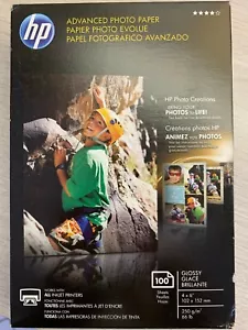HP ZAAWANSOWANY PAPIER FOTOGRAFICZNY 4X6 66lb BŁYSZCZĄCY ATRAMENT Q6638-10016 100 ARKUSZY OPAKOWANIE NOWY! - Zdjęcie 1 z 2