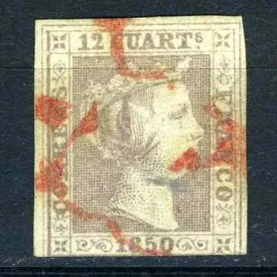 SPAIN 1850. RED CANCELLATION. 12 CUARTOS USED VALUE. - Image 1 of 2