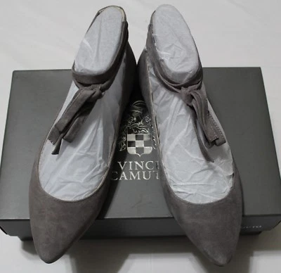 $100 VINCE CAMUTO BEVIAN STORM CLOUD TRUE SUEDE FLATS - Image 1 of 4