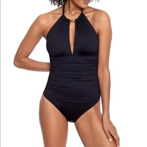 Lauren Ralph Lauren Beach Club Solids High Neck One Piece Swimsuit swimwear New - Picture 1 of 15