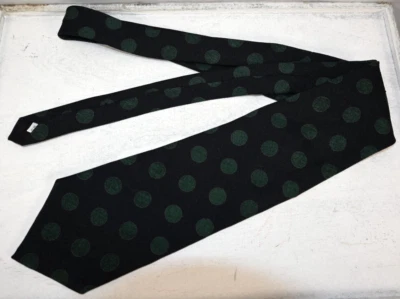 Structure 意大利面料黑色和绿色圆点领带全新带标签 100% 亚麻 56 英寸长 — 第 1/2 张图片