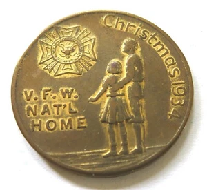 Gettone buona fortuna vintage VFW National Home Christmas 1936 Help the Kiddies - Foto 1 di 5