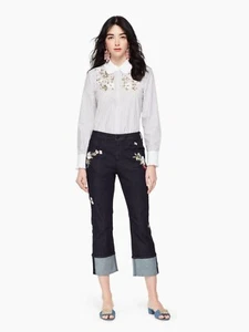 Kate Spade Jeans mit besticktem Bündchen Größe W27 neu mit Etikett - Bild 1 von 4