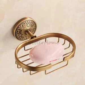 Art Carved Flower Antique Bathroom Wall Mounted Soap Holder Shower Dish Basket - Picture 1 of 4