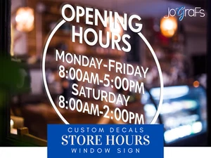 Storefront Hours Window Stickers, Custom Decals, Store Hours Lettering, Style#6 - Picture 1 of 4