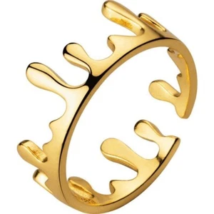 Anello di apertura corona di lava irregolare placcato oro 18K acciaio inox minimalista - Foto 1 di 5