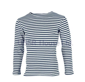 Matrosenhemd Telnjaschka Produktion Russland Baumwolle 100% Weiss-Blu Gr 50-56 - Bild 1 von 5