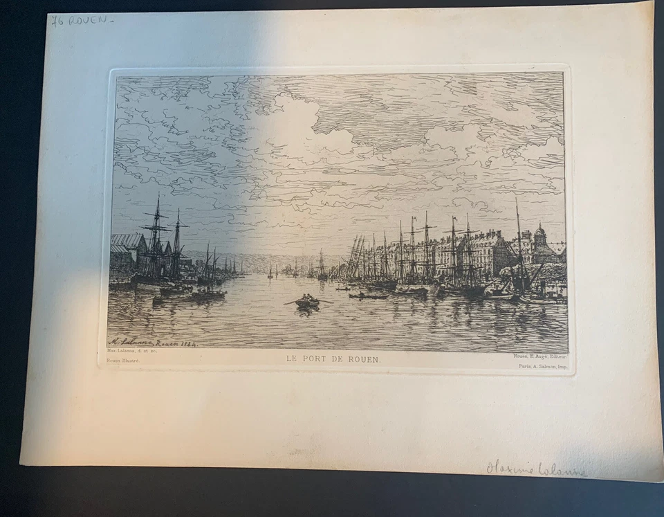 GRAVURE/EAU FORTE.ROUEN.LE PORT DE ROUEN.MAXIME LALANNE.1884. - Photo 1/1