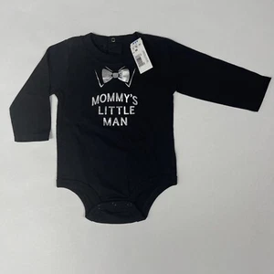 Infant Baby Boys 9 months Black Mommy's Little Man Long Sleeve Tuxedo Bodysuit  - Picture 1 of 7
