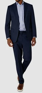 $395 Van Heusen Men's Blue Solid Slim-Fit 2-Piece Jacket Pants Suit Size 40R - Picture 1 of 2