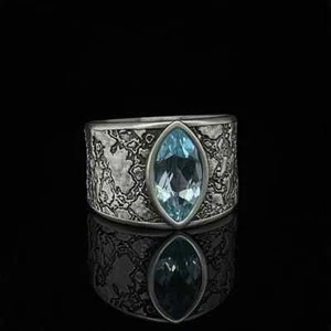 Transparent 2.50CT Marquise Cut Blue Topaz Gorgeous Elegant Gemstone Men's Band - Picture 1 of 9