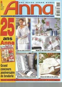 BURDA - ANNA N°08-1999 - VESTE CROCHETEE / MOTIFS ETE / DENTELLES D'IRLANDE - Picture 1 of 2