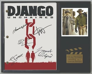 Django Reproducción Guión de película firmada Pantalla de placa de madera - Imagen 1 de 7