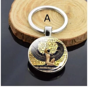 ANCIENT EGYPTIAN GODDESS ISIS KEY RING DOUBLE-SIDED CHARM GIFTS - Picture 1 of 5