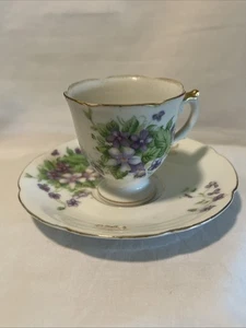 Nasco Viola Purple Floral Tea Cup and Saucer - Picture 1 of 12